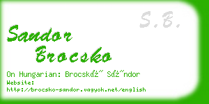 sandor brocsko business card